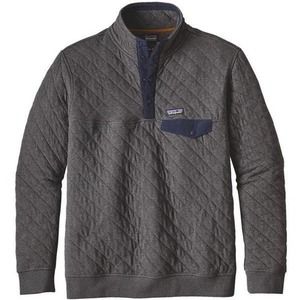 PATAGONIA QUILT SNAP-T PULLOVER Sweatshirt Grey Navy Blue Size Medium Classic